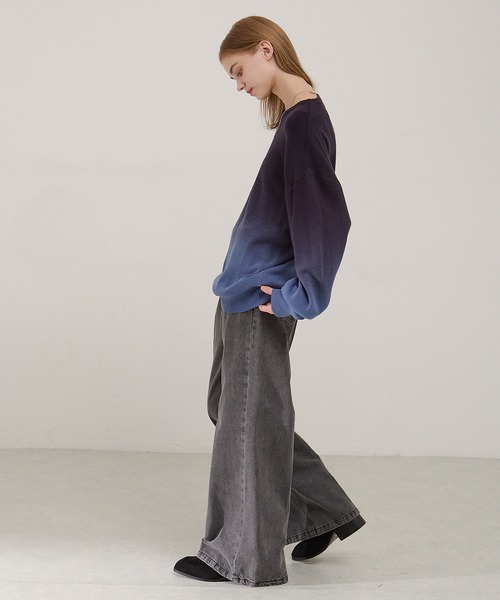 EMMA CLOTHES（エマクローズ）の「ミラノリブグラデーションルーズニットプルオーバー（ニット/セーター・メンズ・グレイッシュベージュ/ブラック/グレー/ネイビー・M/S/L）」の18枚目の写真