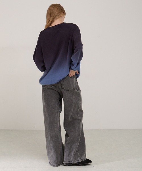 EMMA CLOTHES（エマクローズ）の「ミラノリブグラデーションルーズニットプルオーバー（ニット/セーター・メンズ・グレイッシュベージュ/ブラック/グレー/ネイビー・M/S/L）」の19枚目の写真