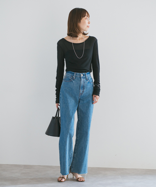 Noble（ノーブル）の「《追加4》シアーテレコロングスリーブプルオーバー（Tシャツ/カットソー・レディース・ブラック/ホワイト・FREE）」の14枚目の写真