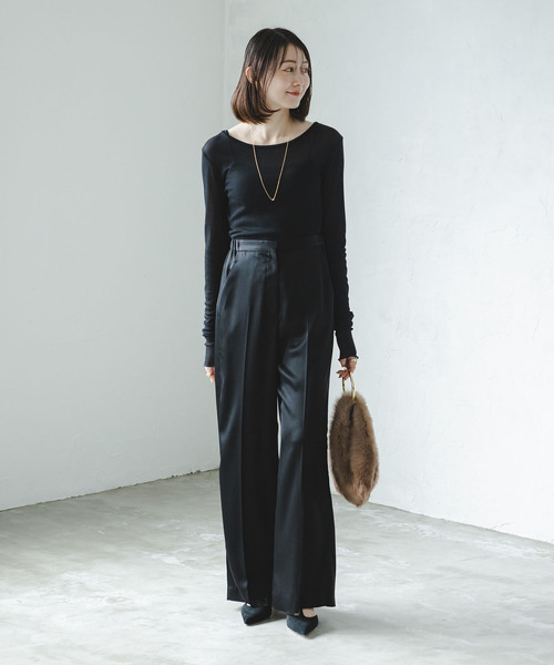 Noble（ノーブル）の「《追加4》シアーテレコロングスリーブプルオーバー（Tシャツ/カットソー・レディース・ブラック/ホワイト・FREE）」の19枚目の写真