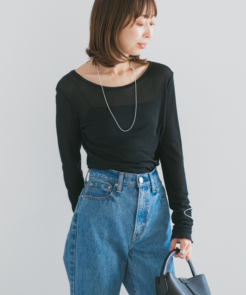 Noble（ノーブル）の「《追加4》シアーテレコロングスリーブプルオーバー（Tシャツ/カットソー・レディース・ブラック/ホワイト・FREE）」の22枚目の写真