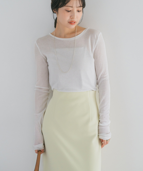 Noble（ノーブル）の「《追加4》シアーテレコロングスリーブプルオーバー（Tシャツ/カットソー・レディース・ブラック/ホワイト・FREE）」の19枚目の写真