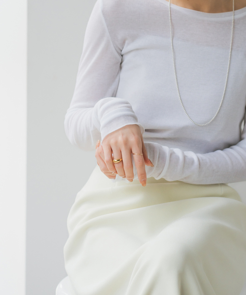 Noble（ノーブル）の「《追加4》シアーテレコロングスリーブプルオーバー（Tシャツ/カットソー・レディース・ブラック/ホワイト・FREE）」の10枚目の写真