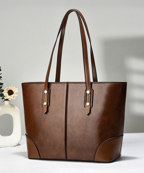 florist(フローリスト)の「レザーライクフロントステッチトートバッグ/ビジネスバッグ(ビジネスバッグ・レディース・オフホワイト/ベージュ/モカ/ブルーグリーン/ブラック/キャメル・FREE)」の3枚目の写真