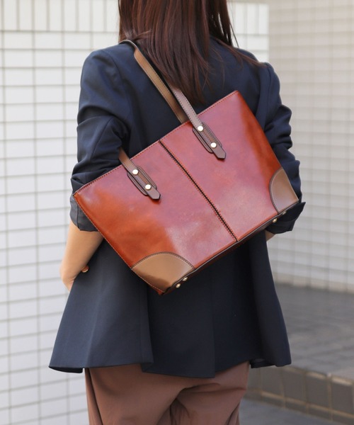 florist(フローリスト)の「レザーライクフロントステッチトートバッグ/ビジネスバッグ(ビジネスバッグ・レディース・オフホワイト/ベージュ/モカ/ブルーグリーン/ブラック/キャメル・FREE)」の8枚目の写真