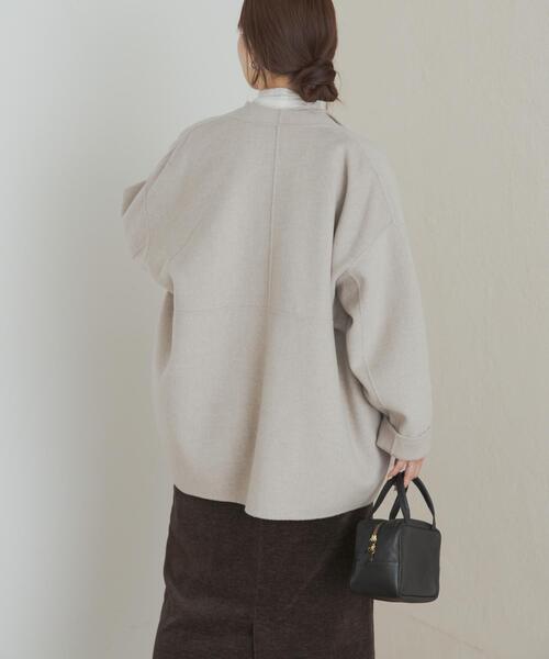 URBAN RESEARCH DOORS（アーバンリサーチドアーズ）の「ウールリバーミドルガウンコート（その他アウター・レディース・チャコールグレー/チェック/ベージュ系その他・MEDIUM）」の9枚目の写真