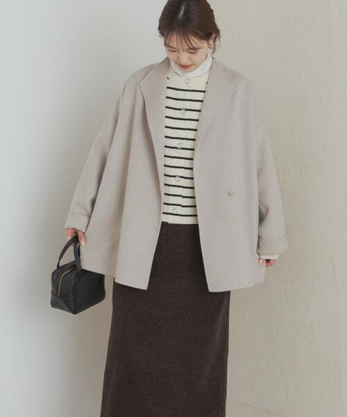 URBAN RESEARCH DOORS（アーバンリサーチドアーズ）の「ウールリバーミドルガウンコート（その他アウター・レディース・チャコールグレー/チェック/ベージュ系その他・MEDIUM）」の10枚目の写真