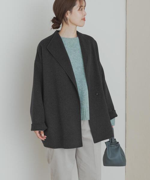 URBAN RESEARCH DOORS(アーバンリサーチドアーズ)の「ウールリバーミドルガウンコート(その他アウター・レディース・チャコールグレー/チェック/ベージュ系その他・MEDIUM)」の19枚目の写真