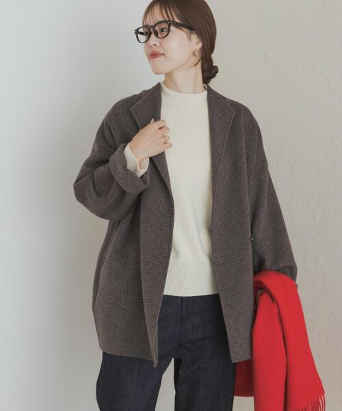 URBAN RESEARCH DOORS(アーバンリサーチドアーズ)の「ウールリバーミドルガウンコート(その他アウター・レディース・チャコールグレー/チェック/ベージュ系その他・MEDIUM)」の12枚目の写真