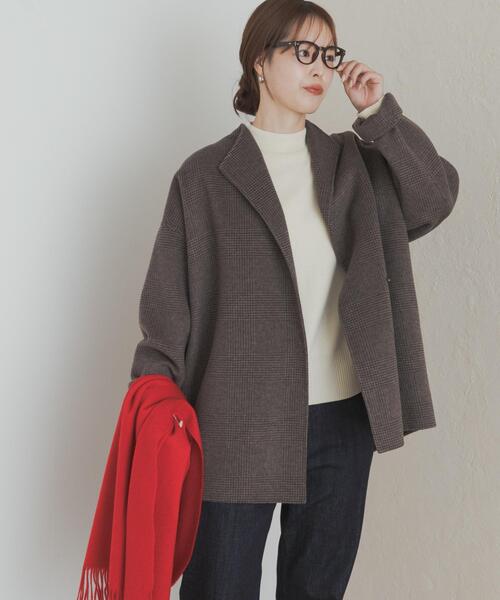 URBAN RESEARCH DOORS(アーバンリサーチドアーズ)の「ウールリバーミドルガウンコート(その他アウター・レディース・チャコールグレー/チェック/ベージュ系その他・MEDIUM)」の14枚目の写真