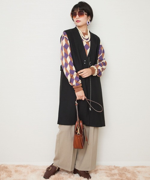 JETSET SOLO PLUS (ジェットセットソロプラス)の「【SKATIE】ジオメトリックジャカート ニット(ニット/セーター・レディース・キャメル/ピンク・38/FREE)」の6枚目の写真