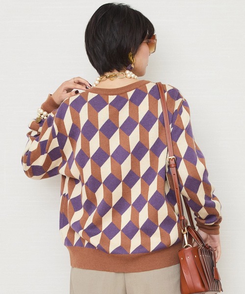 JETSET SOLO PLUS (ジェットセットソロプラス)の「【SKATIE】ジオメトリックジャカート ニット(ニット/セーター・レディース・キャメル/ピンク・38/FREE)」の10枚目の写真