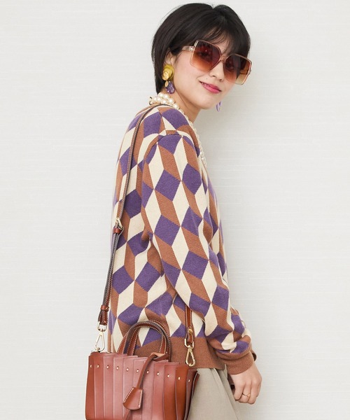 JETSET SOLO PLUS (ジェットセットソロプラス)の「【SKATIE】ジオメトリックジャカート ニット(ニット/セーター・レディース・キャメル/ピンク・38/FREE)」の11枚目の写真