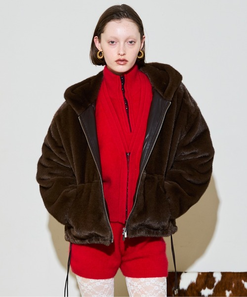 MAISON SPECIAL（メゾンスペシャル）の「Fur Hoodie / ファーフーディ（ブルゾン・レディース・マルチ/チャコールグレー/ブラウン・FREE）」の2枚目の写真