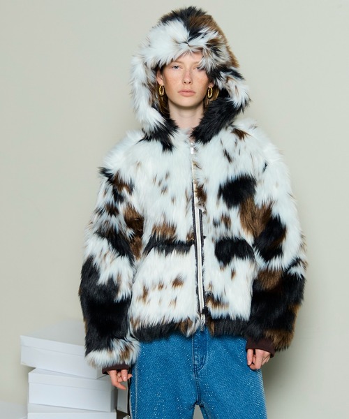 MAISON SPECIAL（メゾンスペシャル）の「Fur Hoodie / ファーフーディ（ブルゾン・レディース・マルチ/チャコールグレー/ブラウン・FREE）」の4枚目の写真