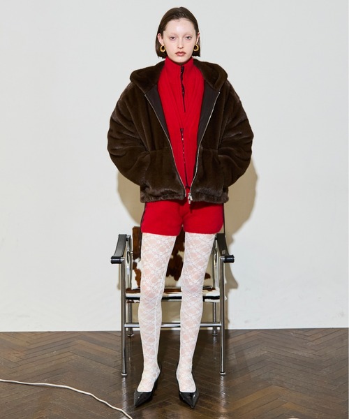 MAISON SPECIAL（メゾンスペシャル）の「Fur Hoodie / ファーフーディ（ブルゾン・レディース・マルチ/チャコールグレー/ブラウン・FREE）」の22枚目の写真