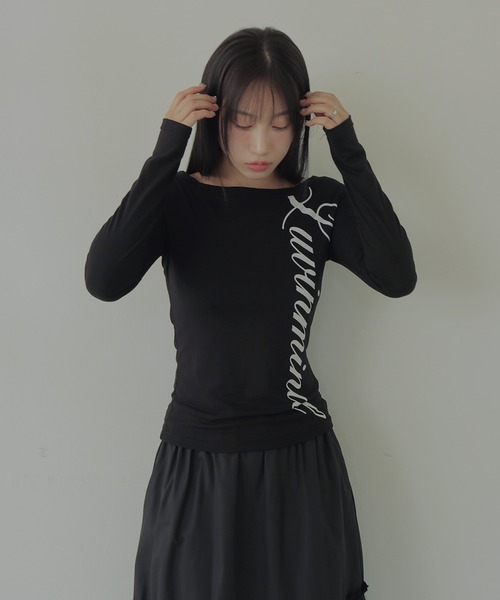 UNE MANSION(ユヌマンション)の「【2025FW新作アイテム】ポイントロゴベーシックカットソー(Tシャツ/カットソー・レディース・ブラック/ホワイト/ベージュ・FREE)」の1枚目の写真