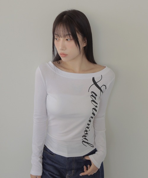 UNE MANSION(ユヌマンション)の「【2025FW新作アイテム】ポイントロゴベーシックカットソー(Tシャツ/カットソー・レディース・ブラック/ホワイト/ベージュ・FREE)」の5枚目の写真