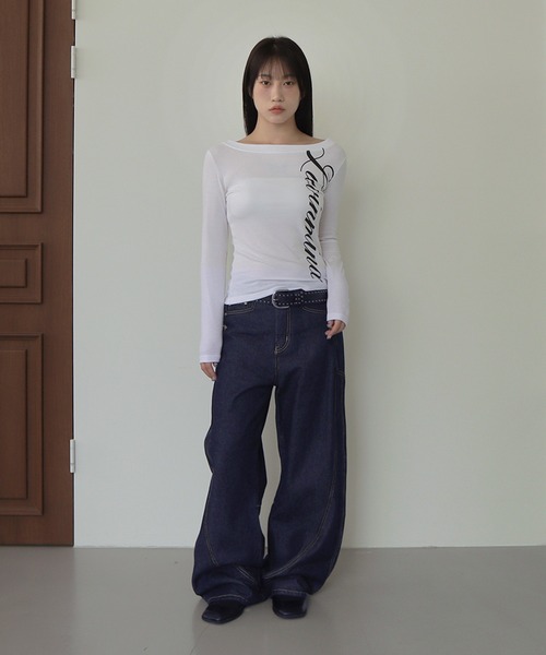 UNE MANSION(ユヌマンション)の「【2025FW新作アイテム】ポイントロゴベーシックカットソー(Tシャツ/カットソー・レディース・ブラック/ホワイト/ベージュ・FREE)」の7枚目の写真