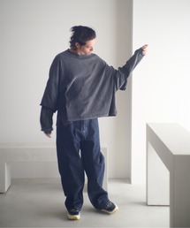 ADAMPATEK/wide boxcut layered long sleeve/ワイドボックスシルエットフェイクレイヤードロンT(AP2524023)
