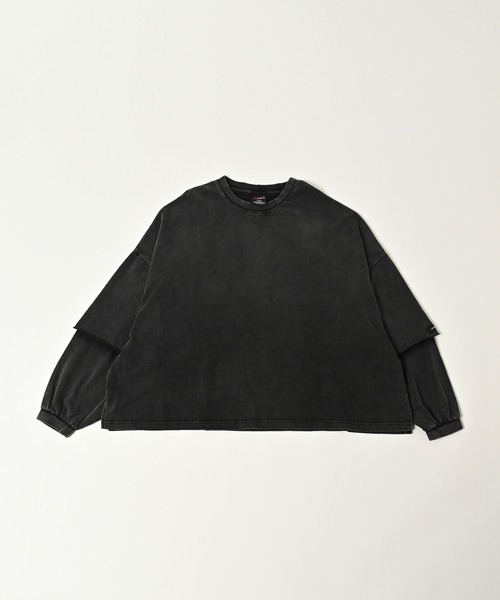 ADAM PATEK(アダムパテック)の「ADAMPATEK/wide boxcut layered long sleeve/ワイドボックスシルエットフェイクレイヤードロンT(AP2524023)(Tシャツ/カットソー・レディース・ブラック/ホワイト・1/2)」の22枚目の写真