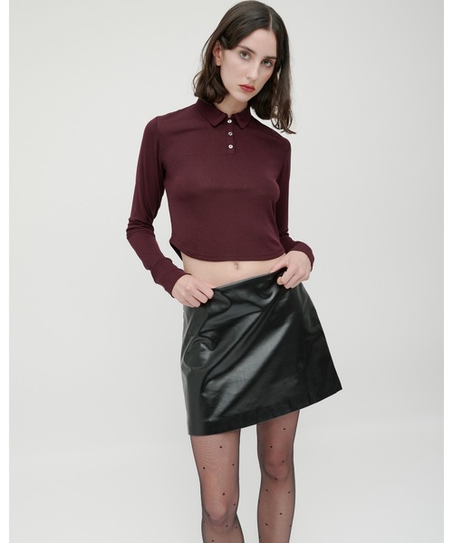 kiehtova（キエトヴァ）の「【kiehtova】SLUB POLO COLLAR TOPS/スラブ ポロカラー トップス（Tシャツ/カットソー・レディース・ブラック/グリーン/ワイン系・FREE）」の7枚目の写真