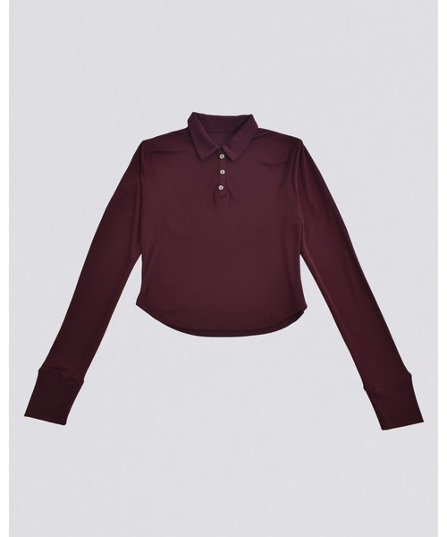 kiehtova（キエトヴァ）の「【kiehtova】SLUB POLO COLLAR TOPS/スラブ ポロカラー トップス（Tシャツ/カットソー・レディース・ブラック/グリーン/ワイン系・FREE）」の9枚目の写真