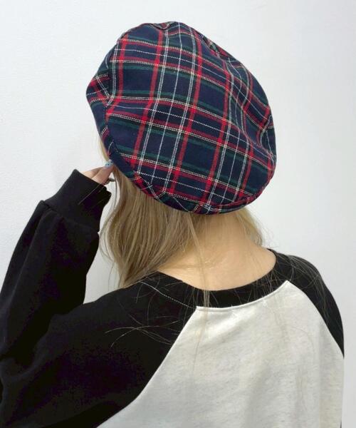 WEGO（ウィゴー）の「WEGO/チェックベレー（ハンチング/ベレー帽・レディース・ネイビー/レッド・FREE）」の4枚目の写真