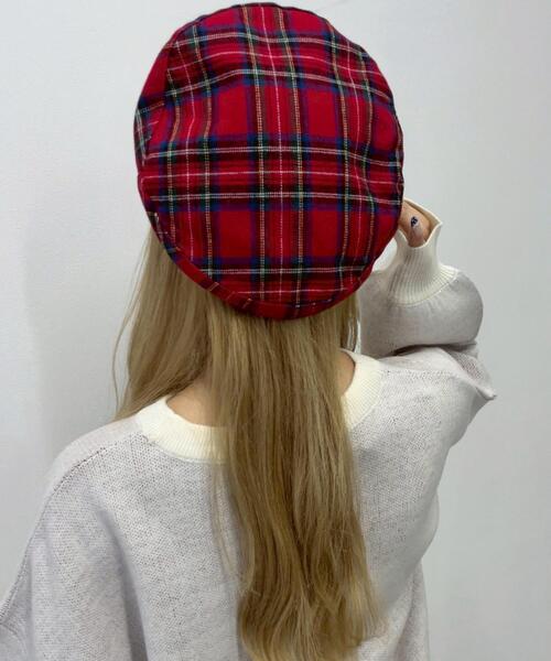 WEGO（ウィゴー）の「WEGO/チェックベレー（ハンチング/ベレー帽・レディース・ネイビー/レッド・FREE）」の5枚目の写真