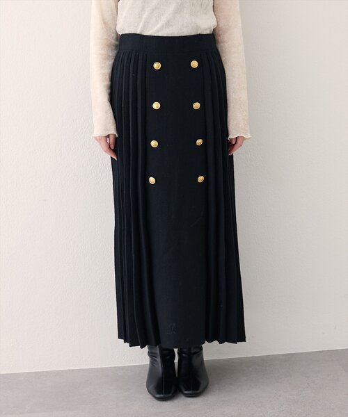 natural couture（ナチュラルクチュール）の「【WEB限定】フロント釦ニットプリーツスカート（スカート・レディース・モカ/ブラック/グレイッシュベージュ・FREE）」の7枚目の写真