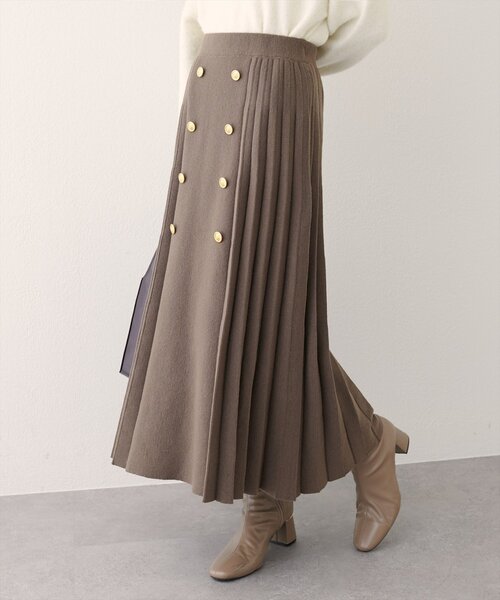 natural couture（ナチュラルクチュール）の「【WEB限定】フロント釦ニットプリーツスカート（スカート・レディース・モカ/ブラック/グレイッシュベージュ・FREE）」の18枚目の写真