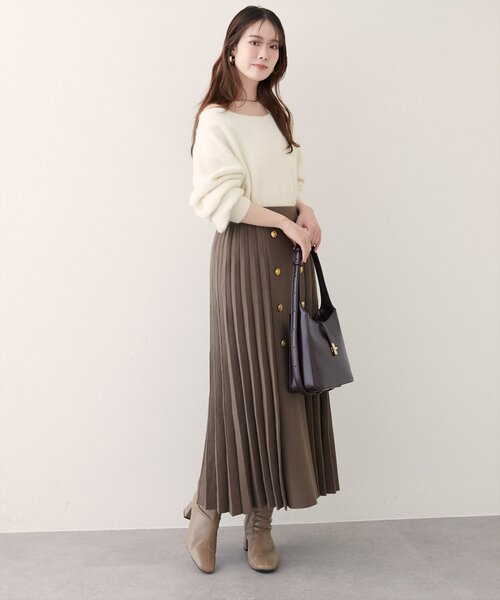 natural couture（ナチュラルクチュール）の「【WEB限定】フロント釦ニットプリーツスカート（スカート・レディース・モカ/ブラック/グレイッシュベージュ・FREE）」の17枚目の写真