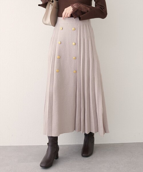 natural couture（ナチュラルクチュール）の「【WEB限定】フロント釦ニットプリーツスカート（スカート・レディース・モカ/ブラック/グレイッシュベージュ・FREE）」の16枚目の写真