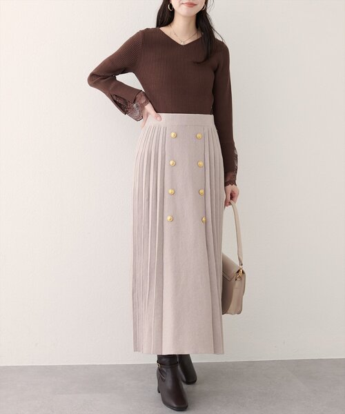 natural couture（ナチュラルクチュール）の「【WEB限定】フロント釦ニットプリーツスカート（スカート・レディース・モカ/ブラック/グレイッシュベージュ・FREE）」の19枚目の写真