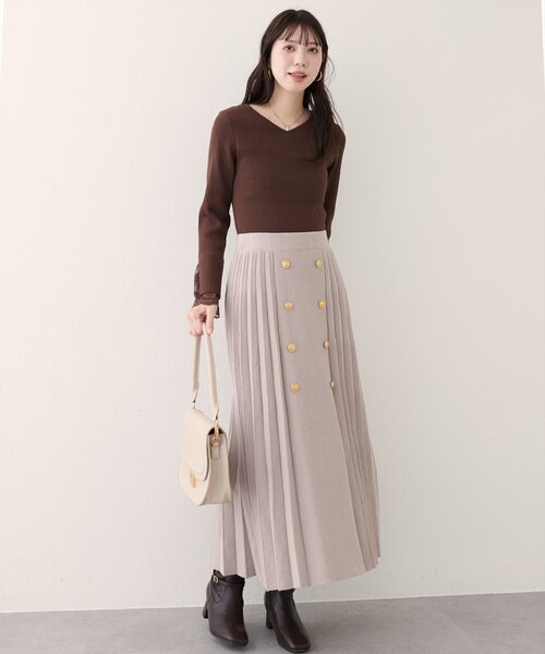 natural couture（ナチュラルクチュール）の「【WEB限定】フロント釦ニットプリーツスカート（スカート・レディース・モカ/ブラック/グレイッシュベージュ・FREE）」の21枚目の写真