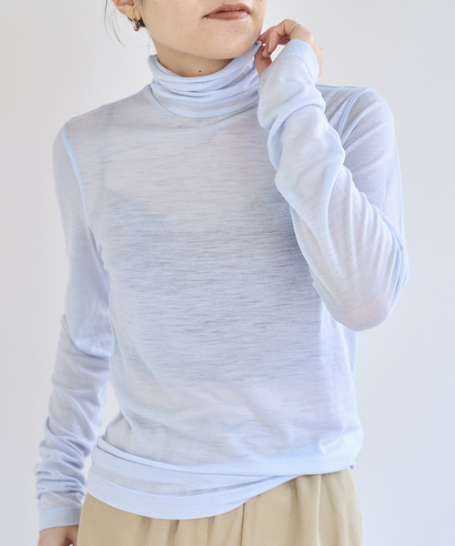 EMILY WEEK(エミリーウィーク)の「《追加》スーパーウール タートルネックシアープルオーバー(Tシャツ/カットソー・レディース・ブルー/ブラック/ホワイト・FREE)」の3枚目の写真