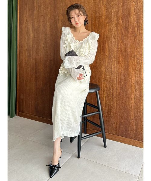 SNIDEL（スナイデル）の「ロングニットスカート（スカート・レディース・アイボリー/グレー/イエロー・0/1）」の2枚目の写真