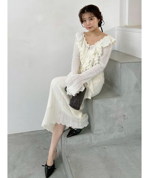 SNIDEL（スナイデル）の「ロングニットスカート（スカート・レディース・アイボリー/グレー/イエロー・0/1）」の13枚目の写真