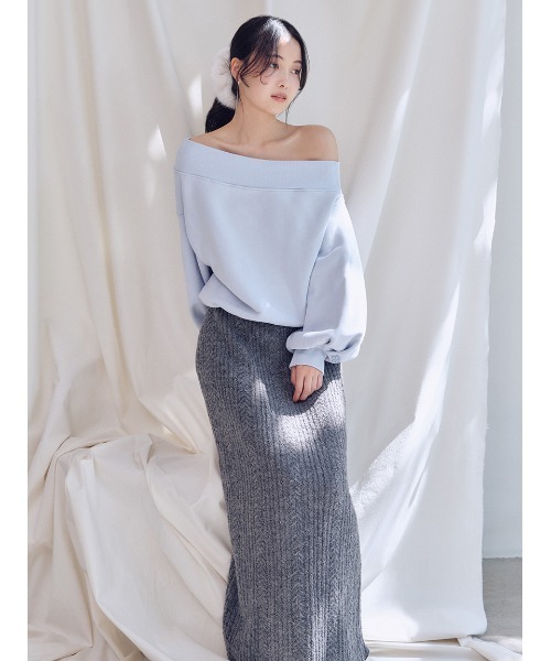 SNIDEL（スナイデル）の「ロングニットスカート（スカート・レディース・アイボリー/グレー/イエロー・0/1）」の3枚目の写真