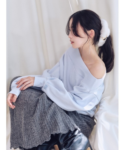 SNIDEL（スナイデル）の「ロングニットスカート（スカート・レディース・アイボリー/グレー/イエロー・0/1）」の8枚目の写真