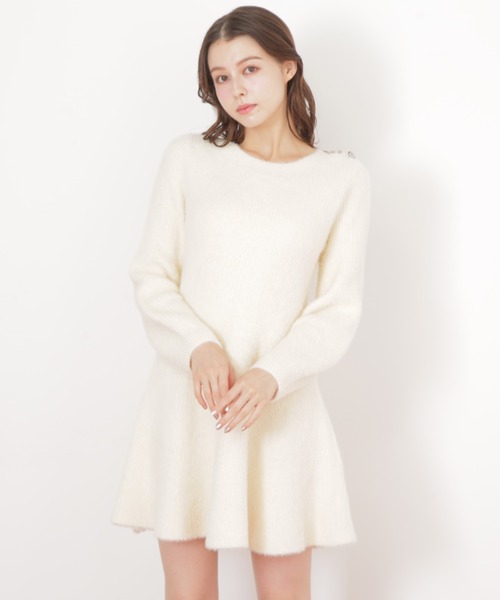 JILL by JILL STUART(ジルバイジルスチュアート)の「◇シャギーミニニットワンピース(ワンピース・レディース・ホワイト/ブラック/ブルー・FREE)」の2枚目の写真