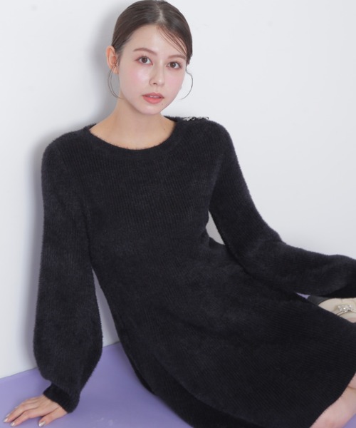 JILL by JILL STUART(ジルバイジルスチュアート)の「◇シャギーミニニットワンピース(ワンピース・レディース・ホワイト/ブラック/ブルー・FREE)」の9枚目の写真
