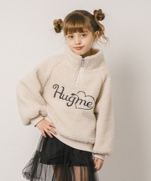 URBAN CHERRY（アーバンチェリー）の「【HUGMEボア】（軽ふわ保温素材）ハートロゴ刺繍スタンドカラーハーフジップトップス（その他トップス）」