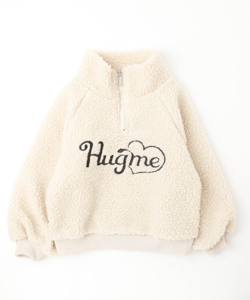 URBAN CHERRY（アーバンチェリー）の「【HUGMEボア】（軽ふわ保温素材）ハートロゴ刺繍スタンドカラーハーフジップトップス（その他トップス・キッズ・ブラウン/アイボリー/ブラック・110cm/120cm/130cm/140cm/150cm）」の21枚目の写真