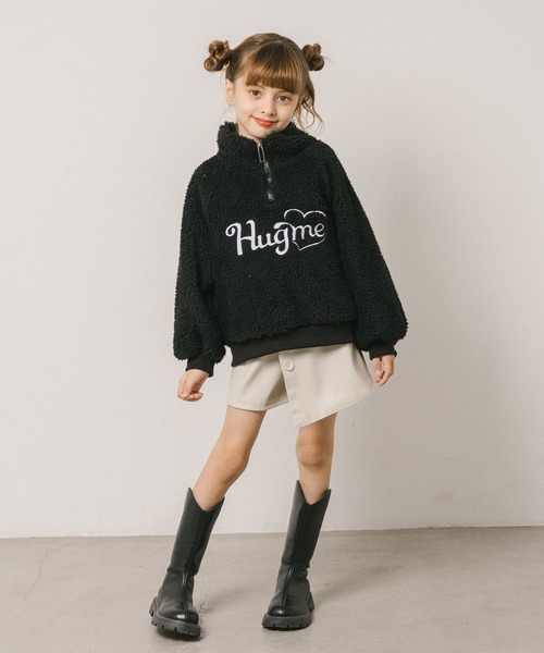 URBAN CHERRY（アーバンチェリー）の「【HUGMEボア】（軽ふわ保温素材）ハートロゴ刺繍スタンドカラーハーフジップトップス（その他トップス・キッズ・ブラウン/アイボリー/ブラック・110cm/120cm/130cm/140cm/150cm）」の18枚目の写真