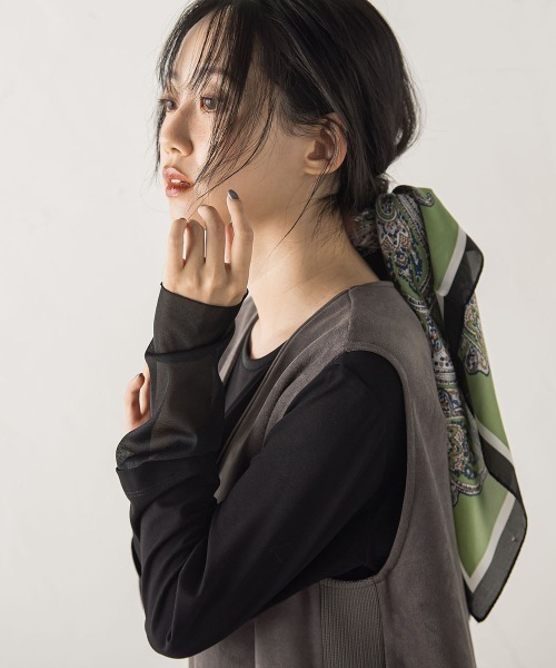 Droite lautreamont(ドロワットロートレアモン)の「シアー天竺カットソー≪洗濯機で洗える≫(Tシャツ/カットソー・レディース・ブラウン/ブラック/オフホワイト・M)」の11枚目の写真