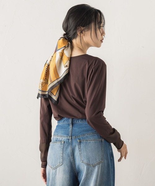 Droite lautreamont(ドロワットロートレアモン)の「シアー天竺カットソー≪洗濯機で洗える≫(Tシャツ/カットソー・レディース・ブラウン/ブラック/オフホワイト・M)」の16枚目の写真