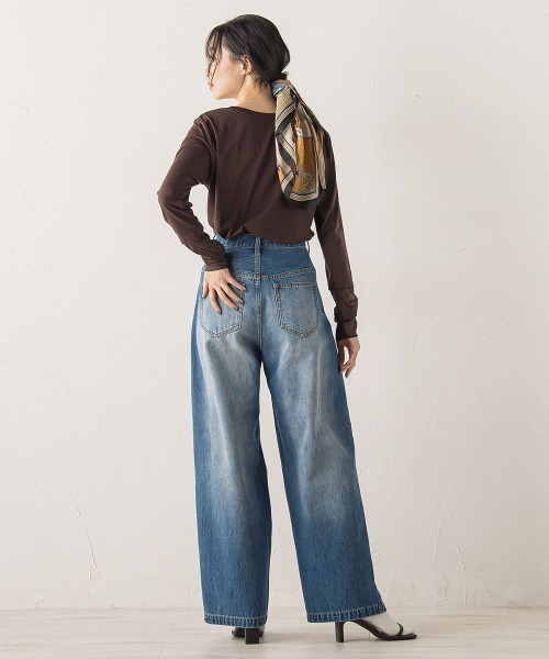 Droite lautreamont(ドロワットロートレアモン)の「シアー天竺カットソー≪洗濯機で洗える≫(Tシャツ/カットソー・レディース・ブラウン/ブラック/オフホワイト・M)」の19枚目の写真