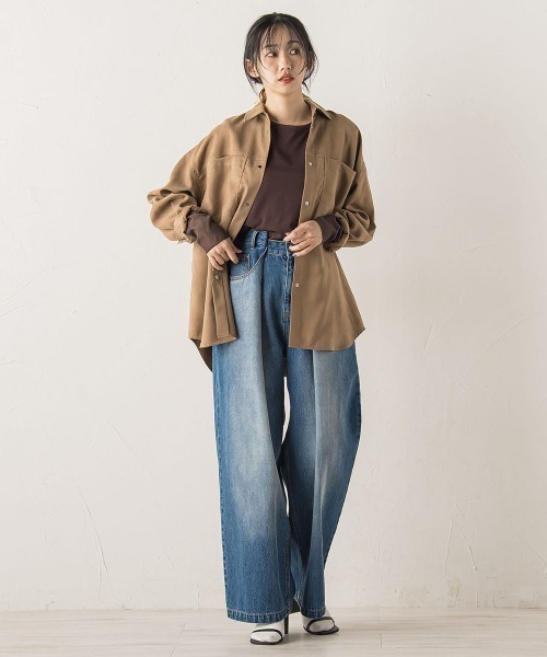 Droite lautreamont(ドロワットロートレアモン)の「シアー天竺カットソー≪洗濯機で洗える≫(Tシャツ/カットソー・レディース・ブラウン/ブラック/オフホワイト・M)」の20枚目の写真