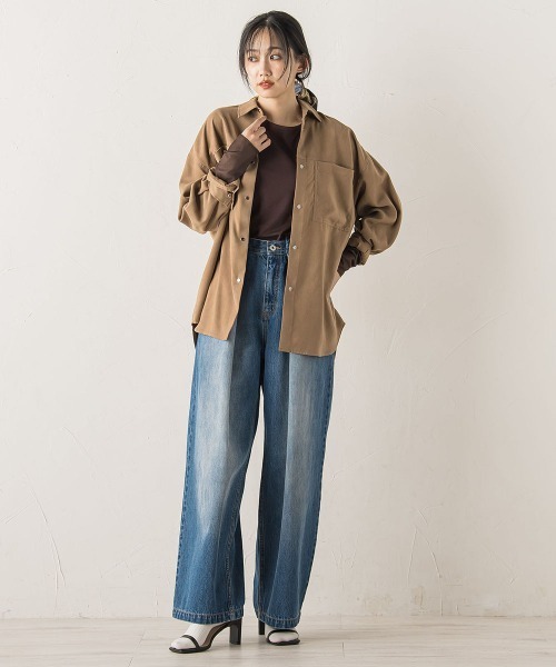 Droite lautreamont(ドロワットロートレアモン)の「シアー天竺カットソー≪洗濯機で洗える≫(Tシャツ/カットソー・レディース・ブラウン/ブラック/オフホワイト・M)」の21枚目の写真